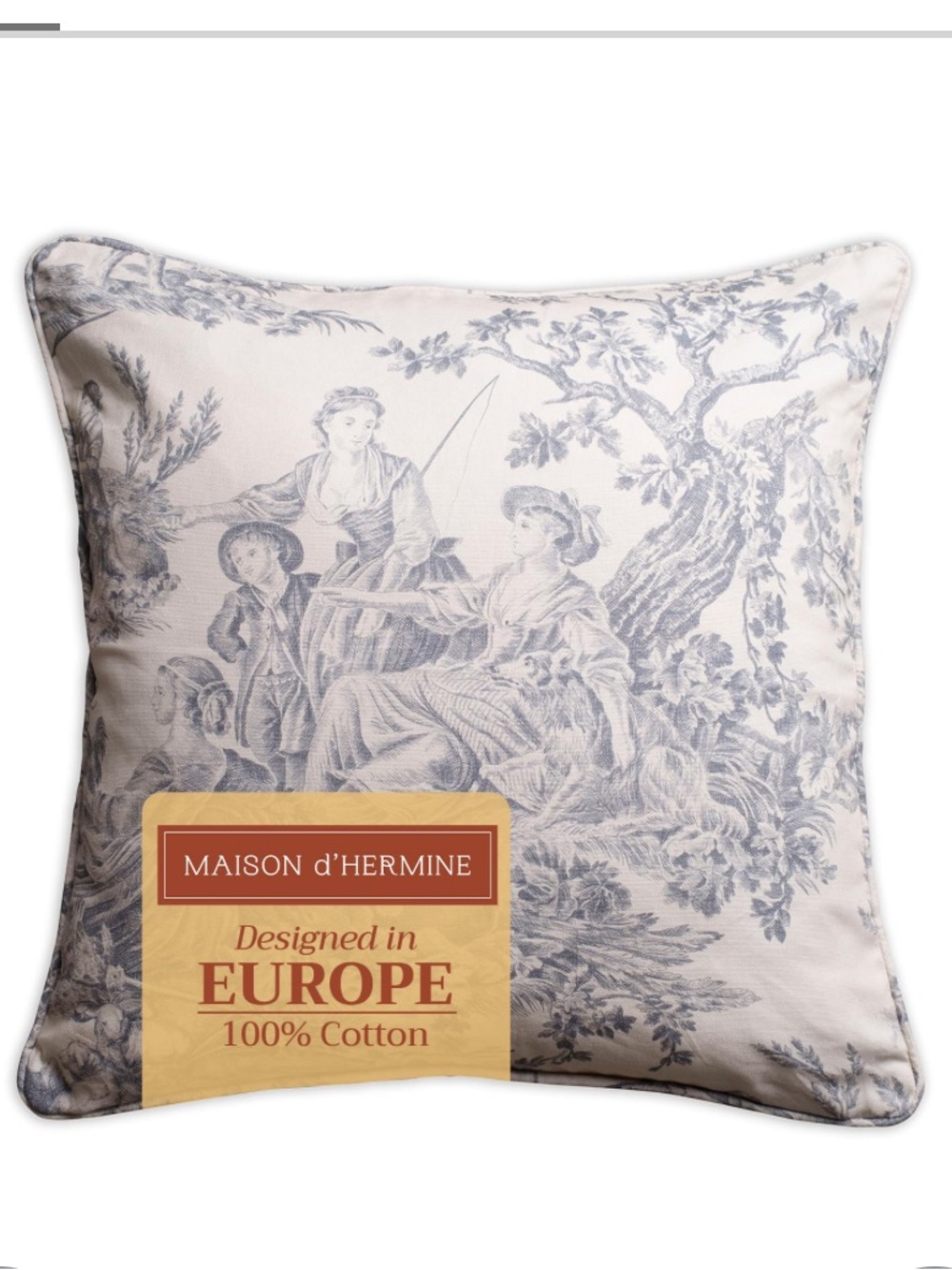 Decorative Pillow Cover ‘The Miller’ SQUARE 20x20” 100% Cotton Toile PALOMA GRAY